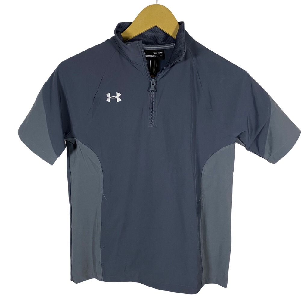 Under Armour Boys Squad Short Sleeve ¼ Zip Apparel Water Repellent Youth Medium - Picture 2 of 13